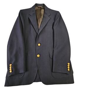 Vintage Higgins Men's Navy Blazer Sports Coat Size 40R Gold Buttons Made In USA